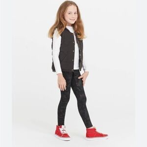 Spanx Girl's Faux Leather Camo Leggings Matte Black Camo Size Size Large 10-12